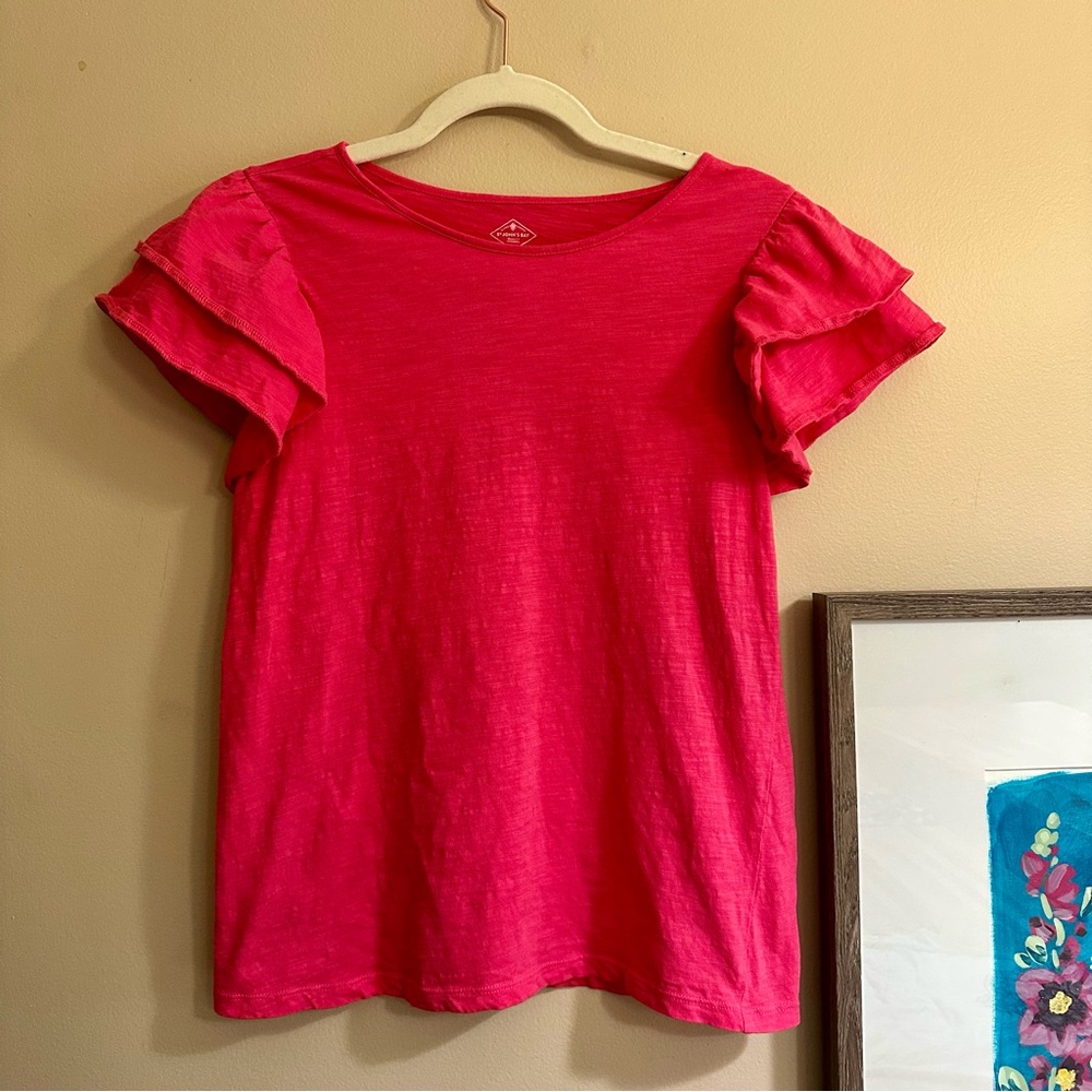 Women's Pink Ruffle Sleeve Top